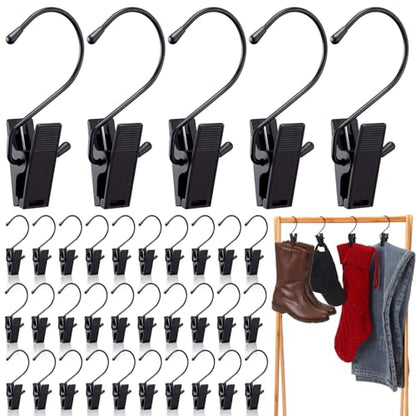 50 Pcs Boot Hangers Clips for Closet 4.3 Inch Black Pants Hooks