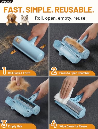 ORDORA Pet Hair Remover Roller, Reusable Lint Roller for Dog and Cat Hair - color: B：blue