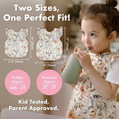 BapronBaby Flutter Baby Led Weaning Infant Feeding Bib Crafting Smock 6M-5T - color: Delilah Floral, size: Baby/Toddler 6m-3T