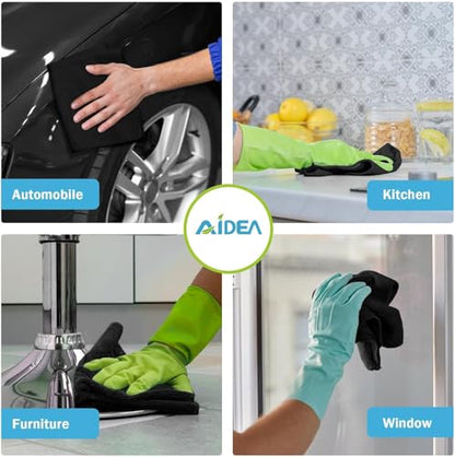 AIDEA Microfiber Cleaning Cloth Black 100PK, Microfiber Towels 11.5"×11.5" - color: Black, size: 11.5in.x11.5in.