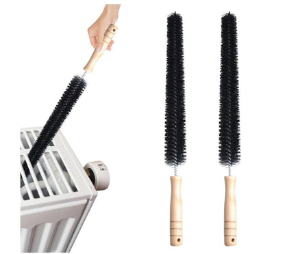 Two Radiator Cleaning Brushes, Dryer lint Brush Vent Cleaner, with Wooden Handle and Hanging Hook and Loop, are Essential Household Cleaners. ﻿