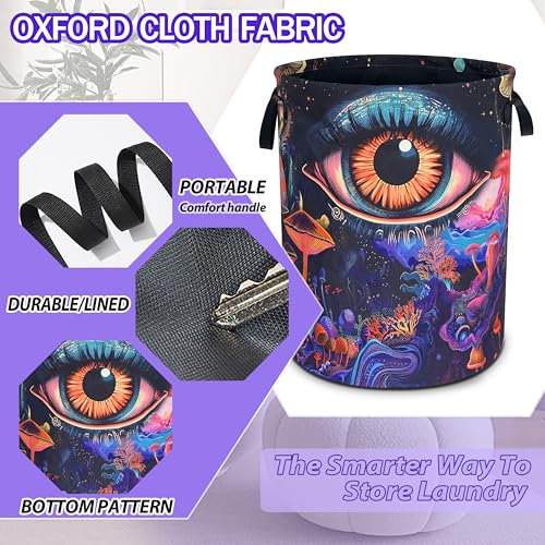 Abstract Eyes Mushrooms Laundry Basket Foldable Oxford Cloth 18.9 x 16.5 In - color: Abstract Eyes Mushrooms