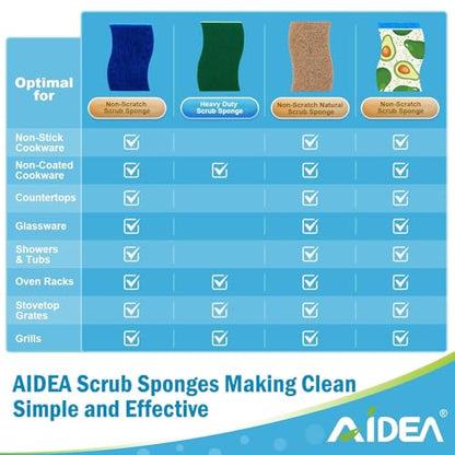 AIDEA Sponges Non Scratch, 24Count, Natural Sponge for Non Stick Cookware - color: Brown