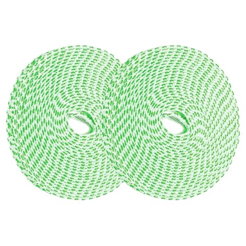 uxcell 2 Pcs Portable Travel Clothesline, 26.2ft Clothes Line Outdoors Travel Hanger Foldable Clothesline Rope with Hooks for Camping Hotel Backyard Home Cruise Ship, Green - color: Green, size: 8m/26.2ft