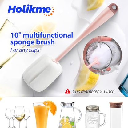 Holikme Bottle Brush Tube Cleaning Lab Set with Long Handle,Pink - color: Pink