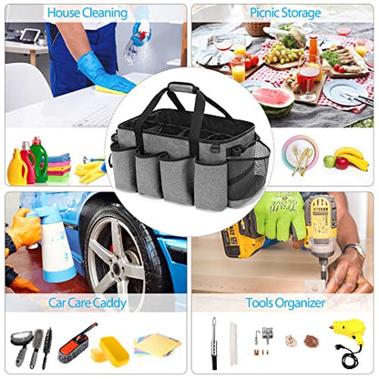 HODRANT Extra-Large Cleaning Caddy with Handles & Multi Pockets - color: Gray
