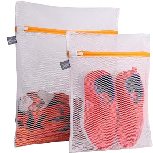 Laundry Bags Mesh Wash Bags, Lingerie Bag for Washing Delicates, Orange,M+L - color: Orange, size: 1L(16x20")+1M(12x16")