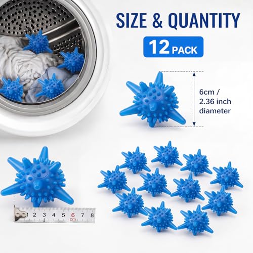 Qinyoung 12 Pcs Silicone Dryer Balls Reusable Laundry Agitator Balls for Washer or Dryer 2.36inch Reusable Wrinkle & Pet Hair Reducer for Washing Machine