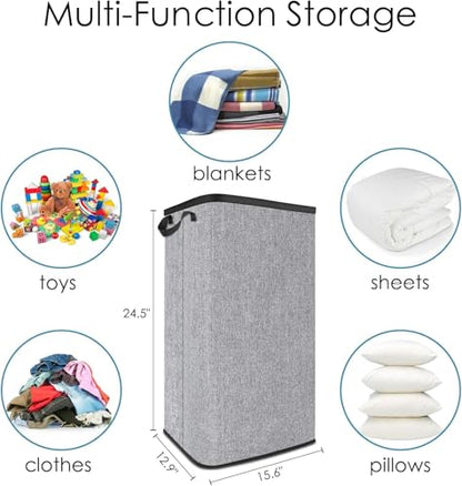 SNIGJAT Large Laundry Basket, 80 L Collapsible Tall Hamper with Handle Grey - color: Grey, size: 80L