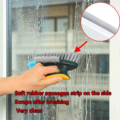 Grout and Corner Scrubber Brush with Scraper Tool 4-in-1, Stiff Bristles Crevice Floor Cleaner for Cleaning Bathroom Kitchen Wall Gap Cleaning Brush