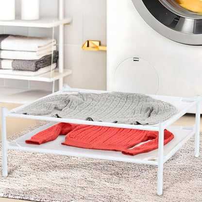 Sweater Drying Rack, 2-Layer Clothes Drying Rack Flat Mesh Stackable Laundry Drying Rack for Sweaters Socks Toys Indoor&Outdoor Use - size: 2-tier