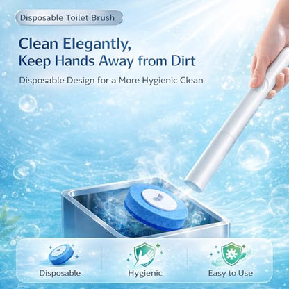Disposable Toilet Cleaning System with 24 Refills, Toilet Wand Kit with Holder, Wall Mounted Toilet Brush Set for Deep Cleaning Bathroom Bowl, Hygienic Toilet Bowl Cleaner Kit - size: Toilet Brush + 24Refills