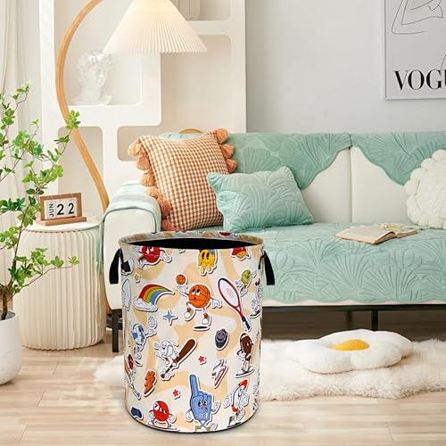 Balls Game Laundry Basket Foldable Oxford Cloth Hamper 18.9 x 16.5 Inch - color: Ball Game