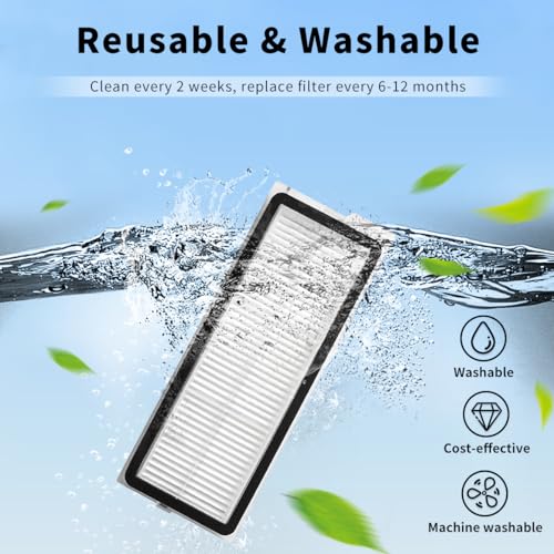（4Sets）Replacement Washable HEPA Filter Compatible With Roborock QRevo S, QRevo Pro, QRevo Plus, Qrevo MaxV, Qrevo Curv Qrevo Edge, S5A Robot Vacuum Cleaners, High Efficiency Filter Accessories Kit