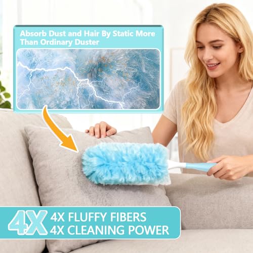 40 Pack Duster Refills Kit Disposable for Swiffer Duster Handle - color: Blue, size: 40pcs