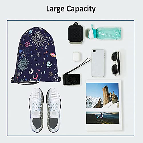 Space Galaxy Constellation Drawstring Backpack Bag Sun Moon Cosmic Field Astronomy Stars Universe Sport Gym Sack String Bag Yoga Bag for Men Women - color: Multi-a111
