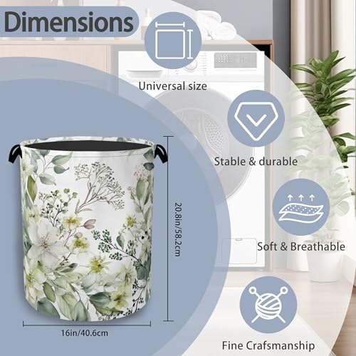 Flowers Plants HerbsLaundry Hamper,Dirty Clothes Laundry Basket with Handles Waterproof Oxford Cloth Storage Basket for College Dorms Bathroom Bedroom 16" x 20.8" - color: Flowers Plants Herbs
