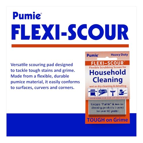 PUMIE Flexi-Scour (24 Pack) - Flexible Scrubbing Screen - Heavy Duty Scouring Pad - Abrasive Grit Cleaning Screen for Toilet Bowls, Grills, Removes Carbon, Rust, Scale, Grime - 5.5x4 in, FLEX-24 C - size: 24 Pack