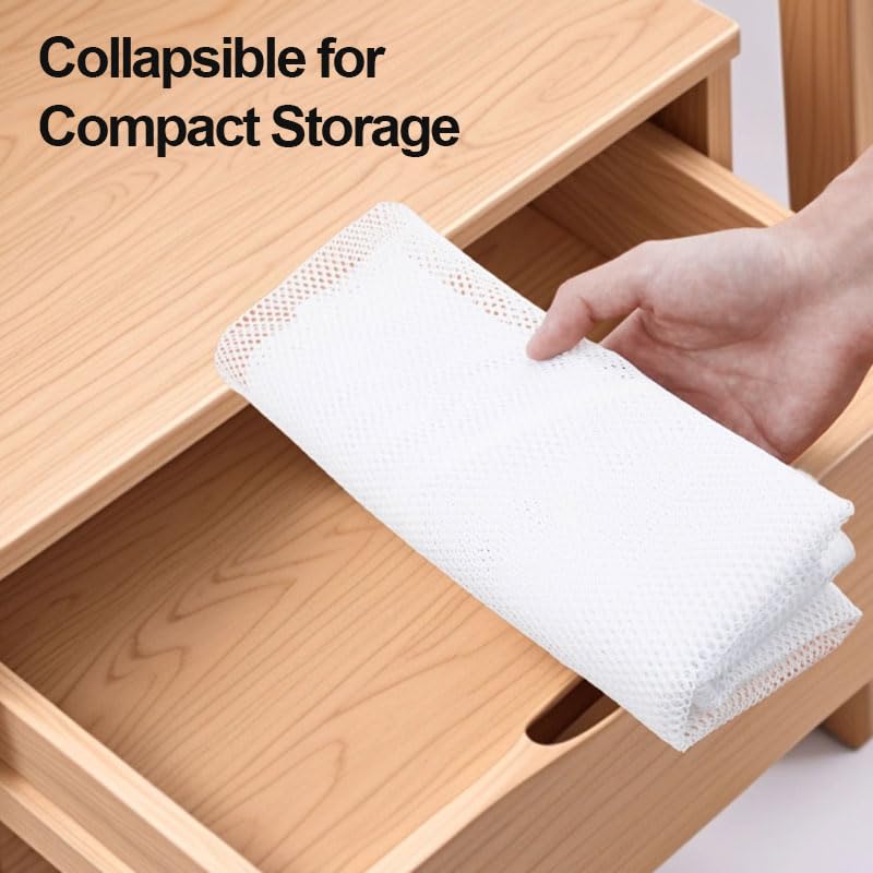 Pillows Drying Rack, Folded Double Layer Mesh Net Bags for Rectangle Square Pillow Cushion Clothes Shoes, Heavy-Duty Hanger Organizer for Outdoor Indoor Dryer, White