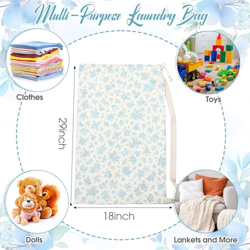Satinior 2 Pcs Floral Laundry Bag Backpack for Dorm Travel 29" x 18" Canvas - style: Floral