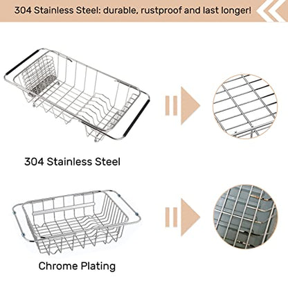 Sink Dish Drainer Rack, Expandable Stainless Steel Dish Drying Rack - color: Small Dish Drying Rack