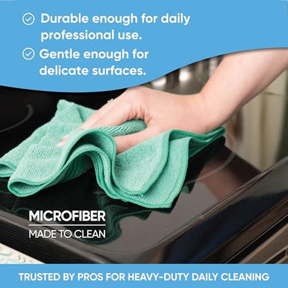 Bulk 12” X 12” All Purpose Microfiber Towels Wholesale - Case Quantity (400 Count) | No Fraying | High Density Microfiber | Zero Chemical Cleaner | Long-Lasting (Green) - color: Green, size: 400 Count (Pack of 1)