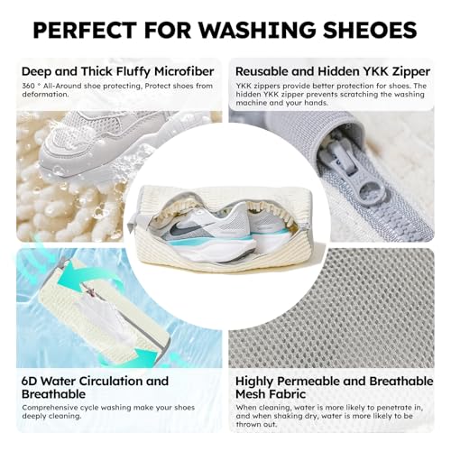 Shoe Washing Machine Bag: Shoe Bag for Washing Machine - Reusable Shoe Cleaning Bag for Sneaker Tennis Shoes Unstain Cleaner Kit(Cream 1Pcs) - color: White 1pcs