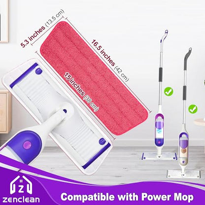 Reusable Mop Pads Compatible with Swiffer PowerMop, 7 Pack Microfiber Power Mop Refills Washable for 15" Spray Mops, Multi-Surface Floor Cleaning