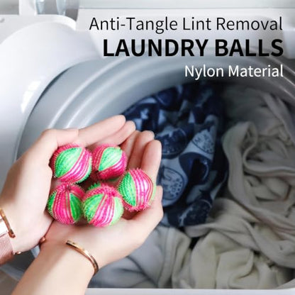 6PCS Laundry Balls Set for Washing Machine - Nylon, Anti-Tangle, Hair & Debris Removal, Better Clean, Reusable (Blue)