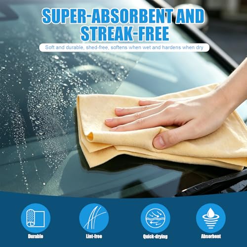 Car Cleaning Kit – MicrofiberTowels & Chamois Cloth for Drying - color: 4 Pack