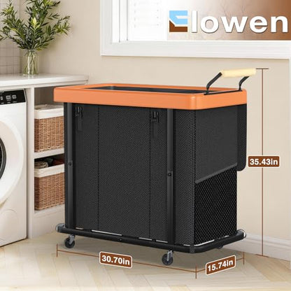 Rolling Laundry Hamper with Wheels, Laundry Hamper 3 Section with Lid Black - color: Black-3 Section, size: 3 Section