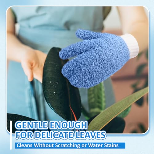 MIG4U Microfiber Dusting Gloves House Cleaning Glove for Blinds, Windows, Shutters, Furniture, and Car, Reusable Lint-Free Blue 2 Pairs S/M - color: Blue Mitten + Gloves