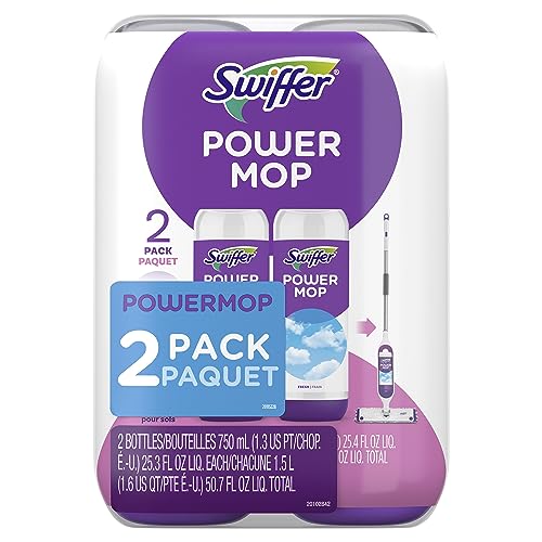 Swiffer PowerMop Liquid Floor Cleaner Refills, Solution for Power Mop, Fresh Scent, 2 Count Mopping Fluid Replacement Bottle, Spray Mops Cleaning Juice, No Bucket Needed, Multi-Surface and Wood - size: 25.35 Fl Oz (Pack of 2)