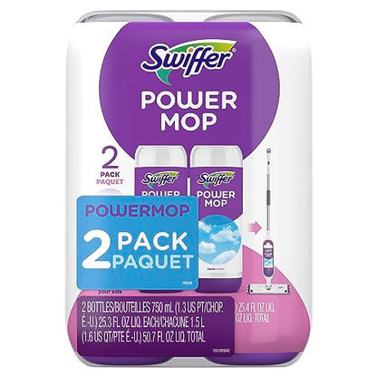 Swiffer PowerMop Liquid Floor Cleaner Refills, Solution for Power Mop, Fresh Scent, 2 Count Mopping Fluid Replacement Bottle, Spray Mops Cleaning Juice, No Bucket Needed, Multi-Surface and Wood - size: 25.35 Fl Oz (Pack of 2)