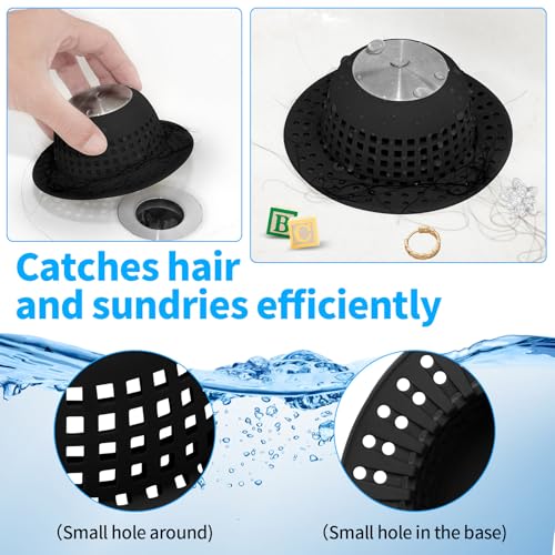 Aluvor Shower Drain Hair Catcher Bathtub Drain Cover Sink Drain Protector - color: Silver Black