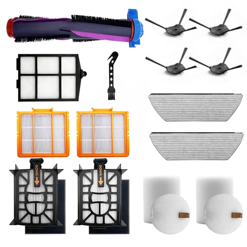 15 Pcs Replacement Part for Shark RV2920XE Robot Vacuum Cleaner.1 Brushroll, 2 filter cotton, 2 Black filter, 2 Orange filter, 1 filter Mesh, 2 Mop Pads, 4 Side Brushes, 1 Cleaning Brush. - style: 15 Pcs