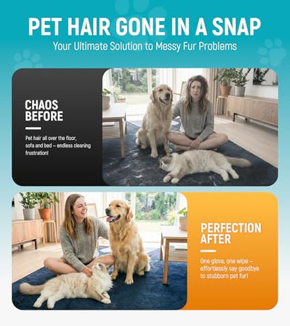 Pet Hair Removal Glove for Dogs & Cats - Upgraded Reusable Electrostatic Pet Hair Glove, Pet Hair Remover Tool for Laundry, Couch, Carpet & Car Seat, Gentle Grooming Mitt - color: 1PCS-BlackBlue