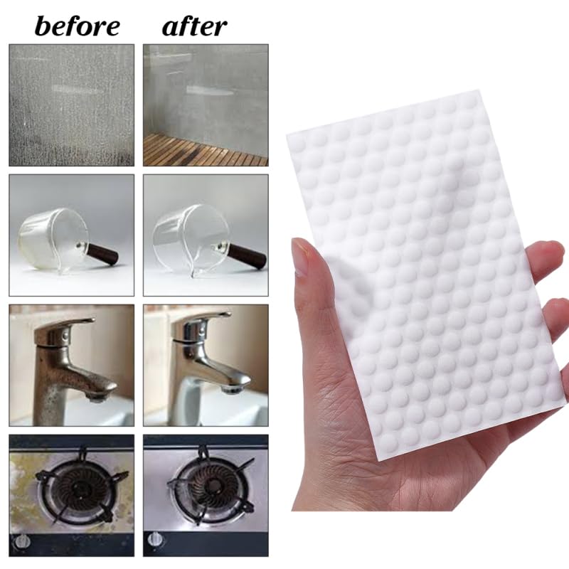 WADORN 50Pcs Magic Sponge Eraser Sheets, Convex Point Melamine Sheets Reusable Thin Nano Cleaner Pads Eraser Wipes All-Purpose Melamine Sponge Eraser for Kitchen Shoe Furniture Bathroom Shower Sink