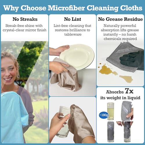 3-Pack Microfiber Glass Cleaning Cloths for Windows & Mirrors