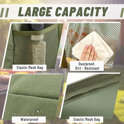 Amylove 24" Grill Tool Storage Bag, Waterproof BBQ Utensil Organizer, Green - color: Green