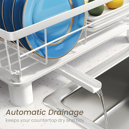 SNTD Dish Drying Rack for Small Kitchen Counter, 11" W x 15" L, White - color: White, size: 11" W x 15" L