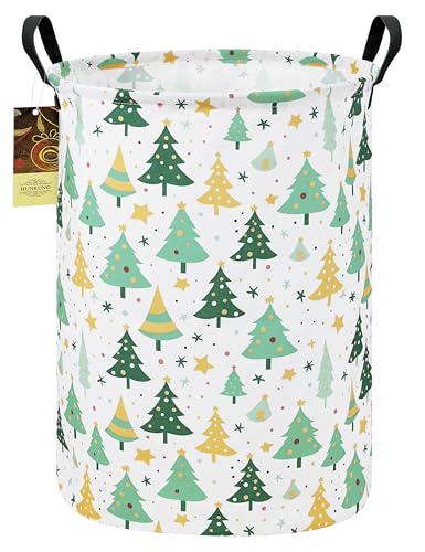 Round Collapsible Fabric Storage Basket,Laundry Hamper, Christmas tree - color: Round-Christmas tree