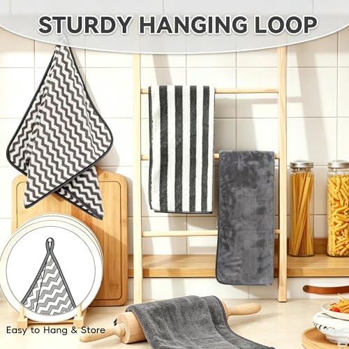 Microfiber Cleaning Cloths, 6 Pack Kitchen Towels & Dish Towels - color: Gray, size: 13.5“ X 29” - 6 Pack