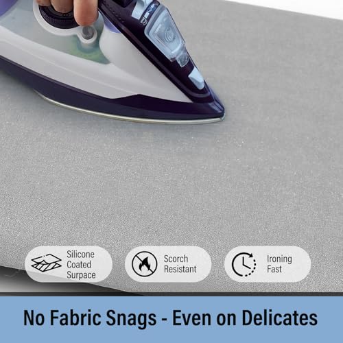 Iwtmm Ironing Board Cover and Pad with Silicone Coating, Thick Scorch-Resistant Padding, Heavy Duty for Home & Professional Use, Fits 15 x 54 Inches Boards, Secure Hook & Loop Fastener, Dove Grey - color: Dove Grey