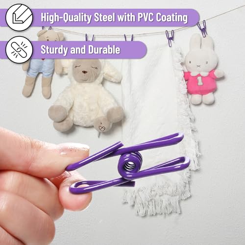 Mr. Pen- PVC-Coated Utility Clips, 2 Inch, 18 Pack, Purple - color: Purple