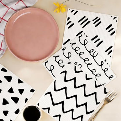 6 Pack Swedish Dishcloths Black White Kitchen Towels 18 - color: Multi 1521