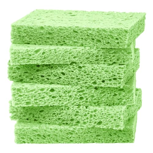 6 Pack Green Cellulose Scrub Sponges Non-Scratch Heavy Duty for Kitchen - color: Green, size: 6 Count (Pack of 1)