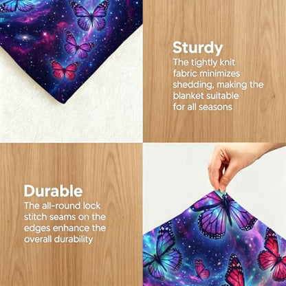 Cosmic Galaxy Butterfly Throw Blanket, Flannel Fleece 60" x 80" - color: Cosmic Galaxy Butterfly, size: 60"x80"
