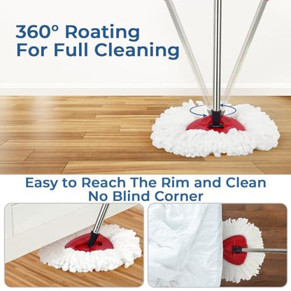Matthew Cleaning 6Pack White Microfiber Spin Mop Replacement Head Compatible with EasyWring Spin Mop Replace Head-EasyWring High Absorbency,Machine Washable,Microfiber Spin Mop Refills - color: White, size: 6 Count