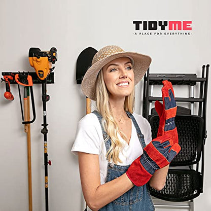 TIDYME Garage Tool Organizer Wall Mount 64", 2 Shelves & 4 Double Hooks - size: 64" (2 Shelves)